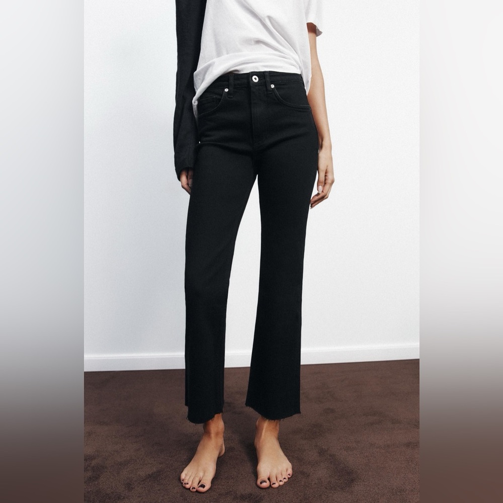 Zara flared cropped high-waist TRF jeans